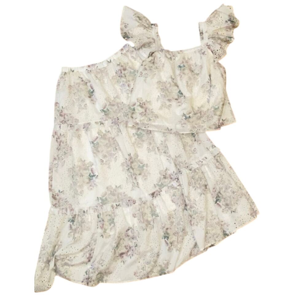 SOLITAIRE Maxi Skirt &Blouse M Floral Eyelet Embroidered Off Cottage Prarie